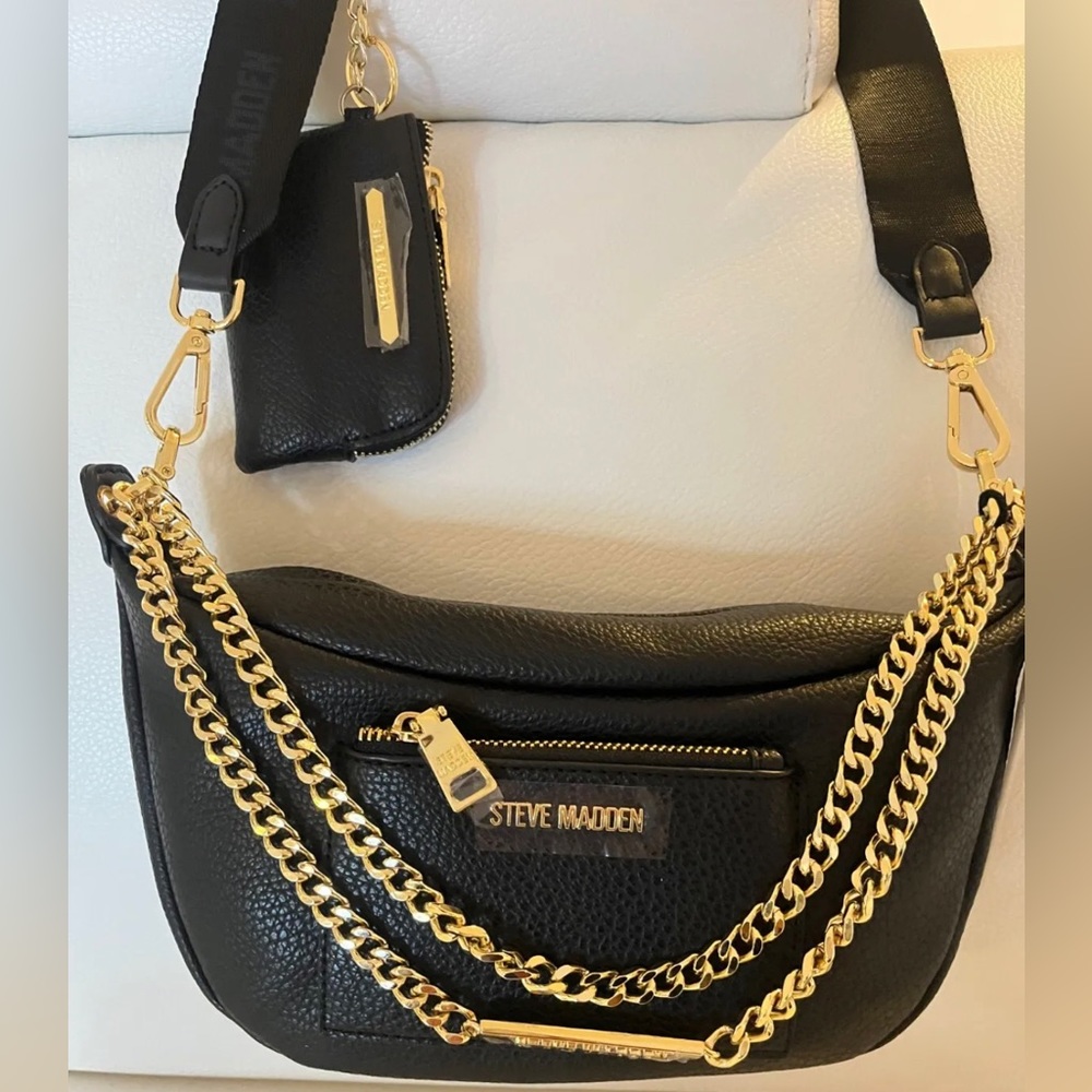 Steve Madden Black Bsabine Crossbody Handbag With Key Pouch BNWT